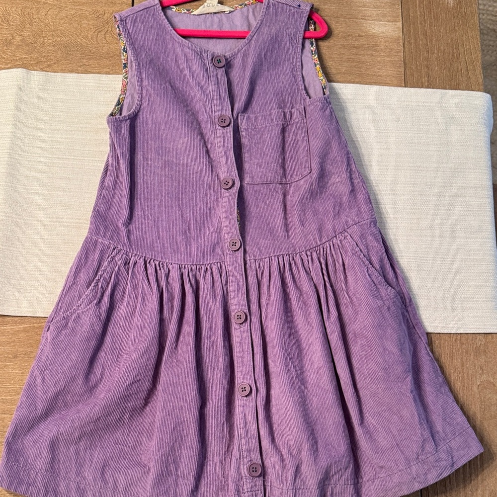 Mini Boden Purple Button-Down corduroy Dress